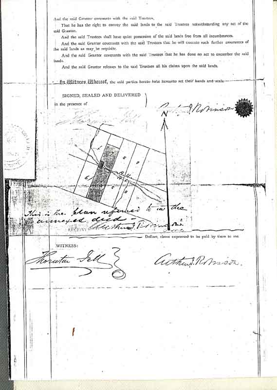 Page 4 de l'acte notarié de l'Église Méthodiste de Burgoyne Bay.