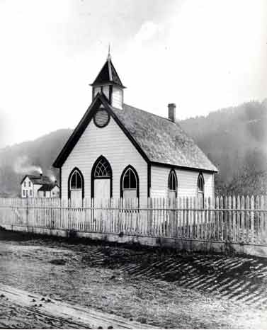 Une des premières photos de l'Église Méthodiste de Burgoyne Bay