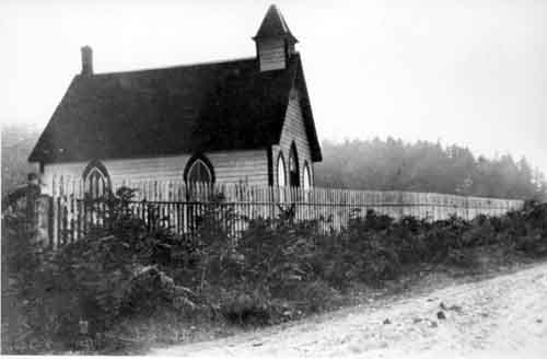 Une des premières photos de l'Église Méthodiste de Burgoyne Bay