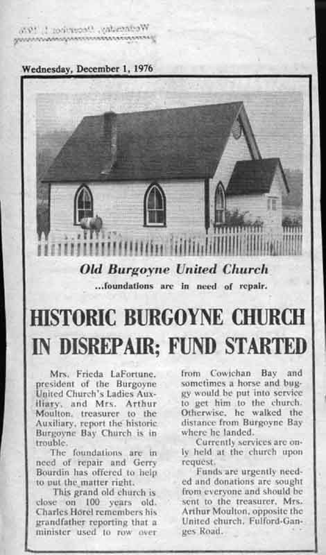 L'Église de Burgoyne Bay se délabre