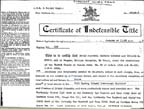 Certificat de titre de l'église de Burgoyne Bay 