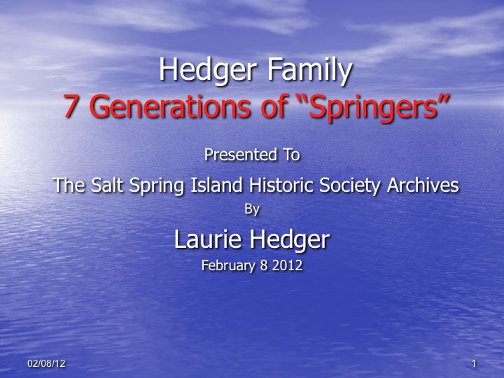 Hedger Family presentation image