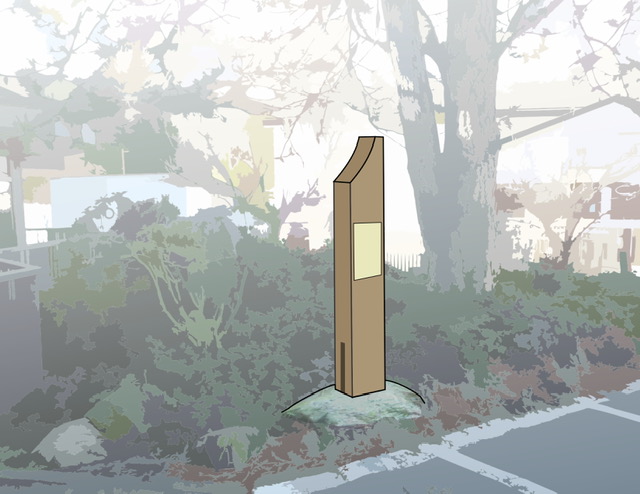 concept shot of memorial post at Creekside