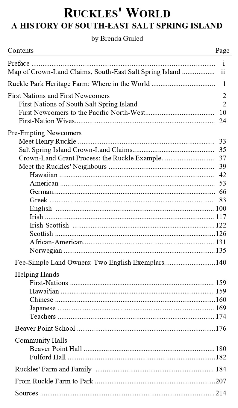 Ruckles' World Table of Contents